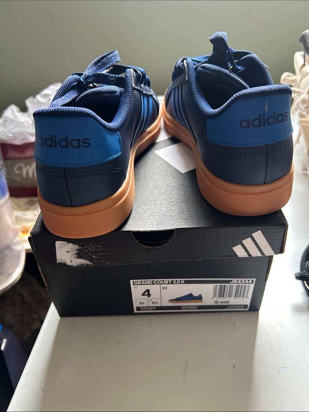 adidas Kids Blue and Gum Court-Style Sneakers
